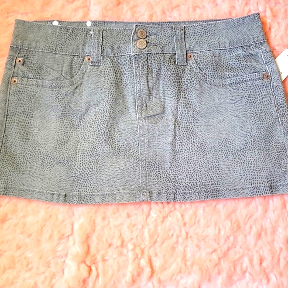 Grey Denim Mini Skirt